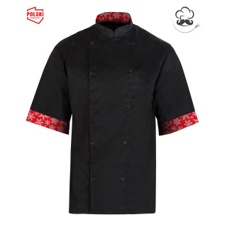 Bluza kucharska Xmas Design RED - krótki rękaw