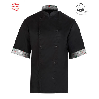 Bluza kucharska Xmas Design White- krótki rękaw