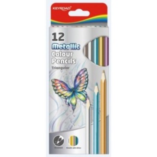 Kredki ołówkowe KEYROAD, trójkątne, meta liczne, 12szt., mix kolorów
