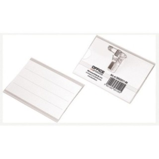 Identyfikator OFFICE PRODUCTS, z klipsem i agrafką, otwór z boku, miękki, transparentny