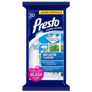 Ściereczki gospodarcze PRESTO, do szyb i luster, 30szt., białe