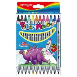 Flamastry KEYROAD Duo, 12szt., na zawieszce, mix kolorów