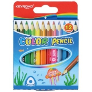 Kredki ołówkowe KEYROAD Mini, trójkątne, 12szt., mix kolorów