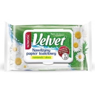 Papier toaletowy celulozowy VELVET Rum&Aloe, nawilżany, 42 listki, biały