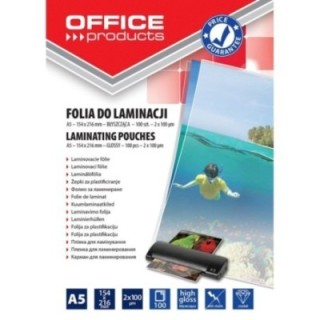 Folia do laminowania OFFICE PRODUCTS, A5, 2x100mikr., błyszcząca, 100szt., transparentna