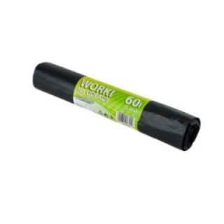 Worki na odpady LDPE 60l STANDARD+ czarne, 15 szt. na rolce