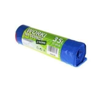 Worki na odpady LDPE 35l z taśmą, 15 szt. na rolce