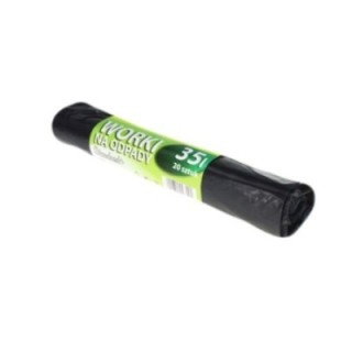 Worki na odpady LDPE 35l STANDARD+ czarne, 20 szt. na rolce