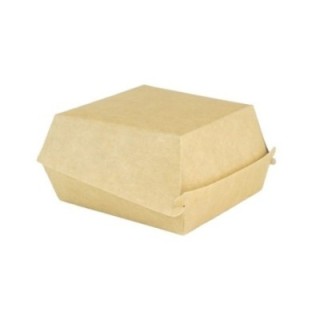 Pudełko hamburger mega, biało/brązowe, 150x150x80mm, bez nadruku, op. 100 sztuk