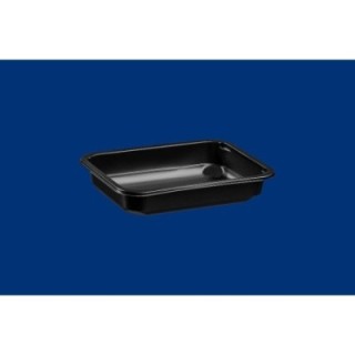 Pojemnik obiadowy do zgrzewu W1/601D, mały niski niedzielony, czarny, 187x137x36mm, cena za opakowanie 640szt