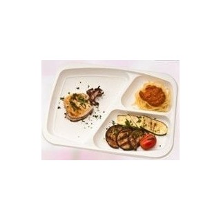 Talerz prostokątny trójdzielny 30,3x22xh.2,5cm PS  op. 50 sztuk