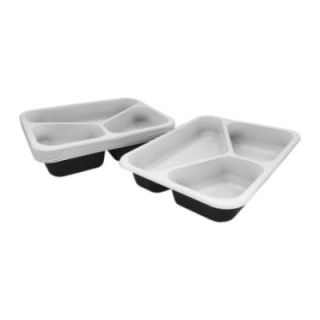 Pojemnik obiadowy do zgrzewu K 227/3, trójdzielny, czarno-biały 227x178x40, cena za opakowanie 50szt