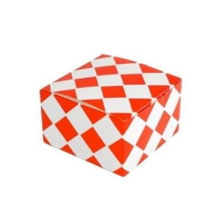 Pudełko BURGER, KURCZAK, NUGGETS, rozmiar 130x130x80mm,, nadruk KRATKA CZERWONA, cena za opakowanie 100szt