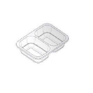 Pojemnik obiadowy do zgrzewu W1/601A, mały niski dwudzielny, bezbarwny, 187x137x36mm, cena za opakowanie 640szt