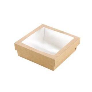 Pudełko brązowe TAKEAWAY 200 ml z oknem 85 x 85 x 40 mm op. 25 sztuk