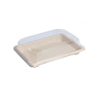 Tacka SUSHI z trzciny cukrowej średnia z pokrywką 185x130x15 kpl. 50 sztuk