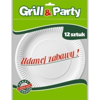 GRILL & PARTY - talerze papierowe 23cm op. 12 sztuk