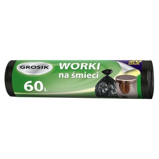 Worki na odpady HDPE 60l GROSIK rol. 20 sztuk