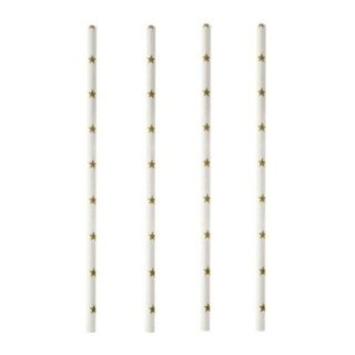 Słomki papierowe 6mm dł.20cm STARS op. 100 sztuk