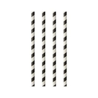Słomki papierowe śr. 6mm Stripes" długość 20cm czarne paski op. 100 sztuk"