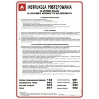 Instrukcja postępowania na wypadek pożaru dla budynków mieszkalnych DN - 350 x 245mm DB008DNHN