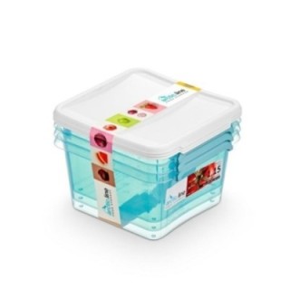 Zestaw pojemników ORPLAST, Arctic line b ox, kwadratowe, 3x1,15, niebieski transp op. 1 szt.