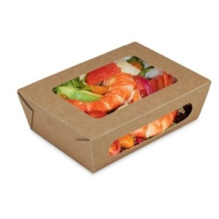 Pudełko brązowe sałatkowe 1000ml dwa okna, 204x142x60mm, op.50szt. (k/6)