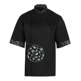 Bluza kucharska -  Czarny - krótki rękaw - Skulls - Limited edition