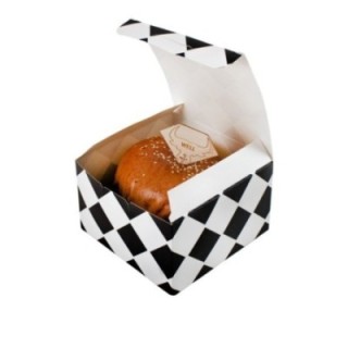 Pudełko HAMBURGER KRATKA CZARNA 140x140x96mm, op.100szt, TnP