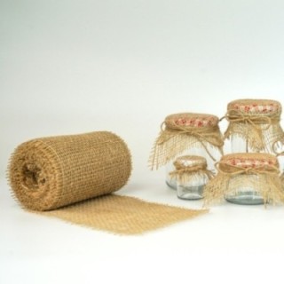 Wstążka z juty w rolce 10m x 15cm, kolor naturalny