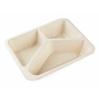 Pojemnik eko do zgrzewu 227/178/3 H45 trójdzielny, op.50szt, z trzciny cukrowej bez powleczenia, biodegradowalny (k/8)