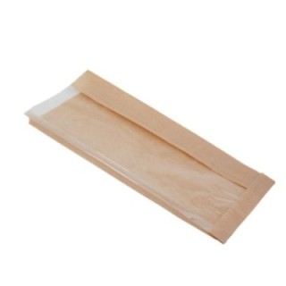 Torba szara z okienkiem 330x150x40 op. 1000szt. KANAPKA (okienko fałda boczna)