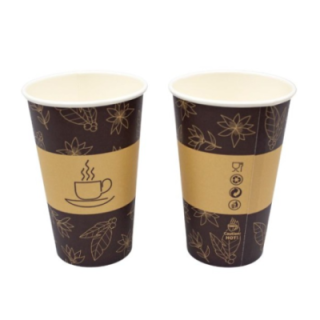 Kubek PAP/DSP SW 300ml brąz nadruk op.50 szt (k/20) śr.90mm