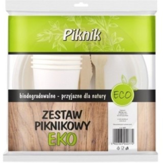 PIKNIK Zestaw grillowy EKO 4 komplety biodegradowalne: 4 talerze, 4 widelce, 4 noże, 4 kubki (k/8)