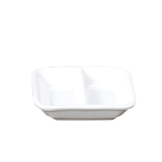 Finger food porcelana talerzyk kwadratowy dwudzielny 78x78x(h)20mm biały, op.12szt. (k/20)