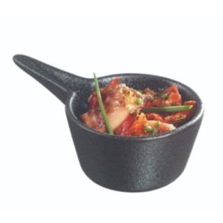 Finger food porcelana pucharek okrągły z uchwytem 93x56mm czarny, op.12szt. (k/12)