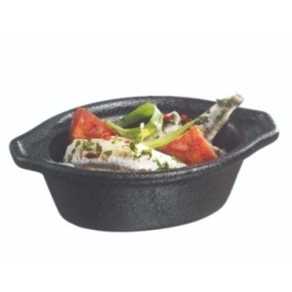 Finger food porcelana pucharek owalny brytfanna 88x53mm czarny, op.12szt. (k/12)