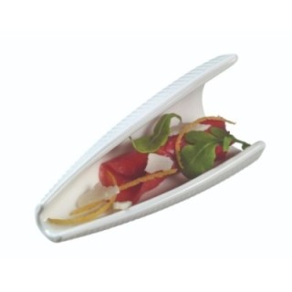 Finger food porcelana talerzyk owalny 95x45mm biały, op.6szt. (k/24)