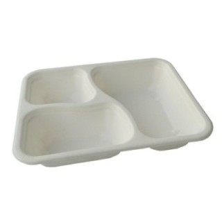 Pojemnik do zgrzewu 227/178/3 H45 trójdzielny op.125 szt (k/2) z trzciny cukrowej, powlekany (22785)