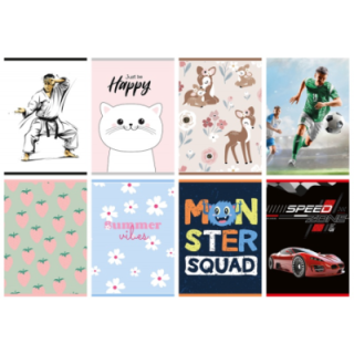 Zeszyt A5 w kratkę 32k GIMBOO mix wzorów - miękka okładka