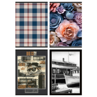 Zeszyt A5 w kratkę 80k GIMBOO mix wzorów - miękka okładka