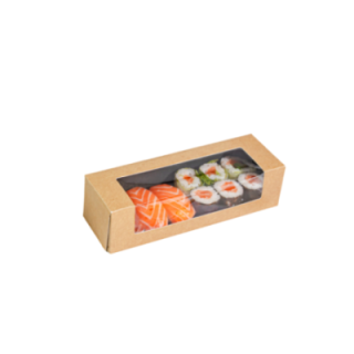 SUSHI box 19,5x6x5cm op.50szt. kraft/czarny (makaroniki)