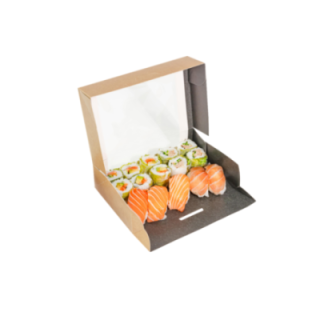 SUSHI box 25x15x4,5cm op.50szt. kraft/czarny OP-07