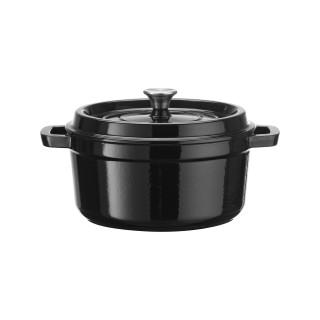 Garnek żeliwny emaliowany - kuchnia / bufet, czarny,  6L, 280mm